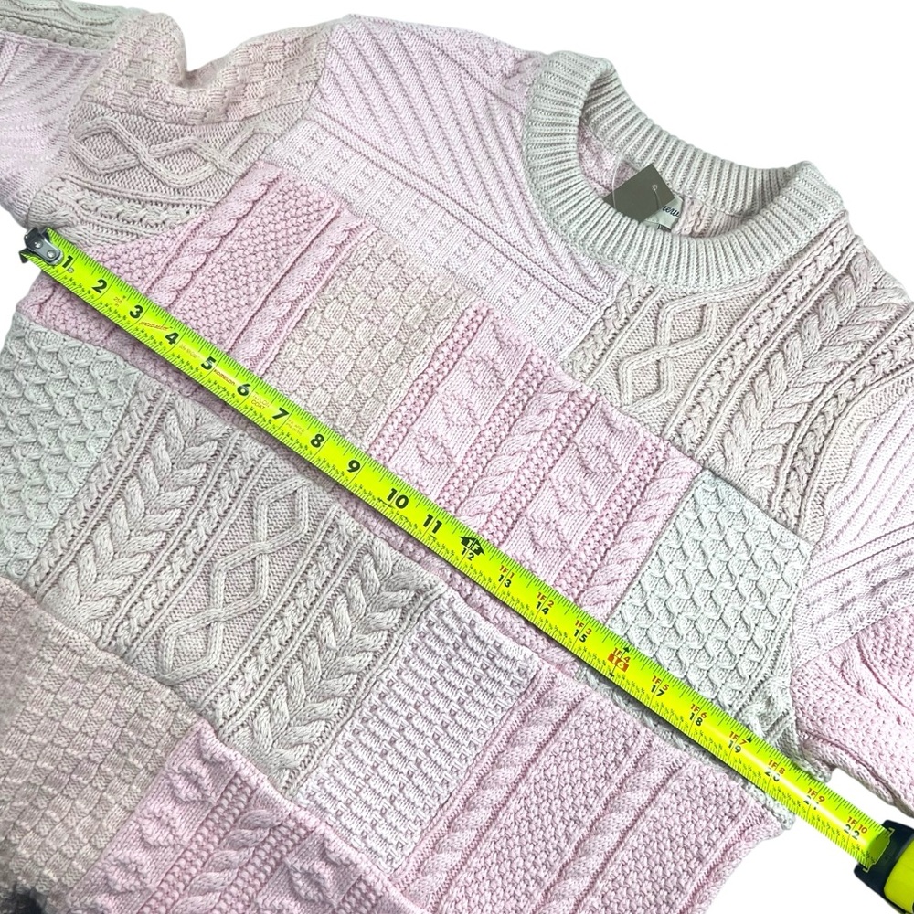 J. CREW Heritage Patchwork Cotton Cable-knit Sweater NWT - Picture 10 of 14
